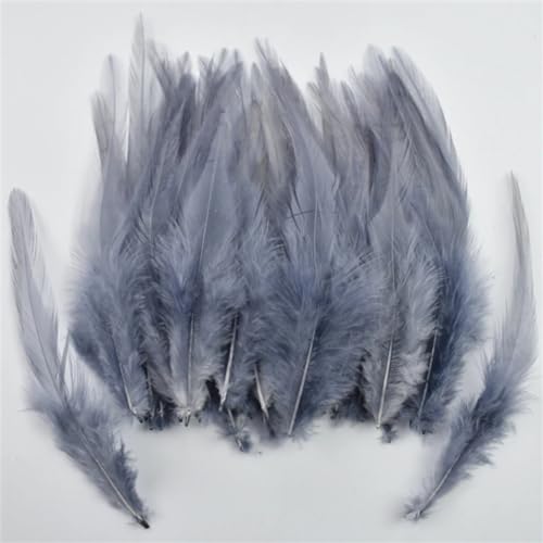 HKSDKABOP Handwerksdekoration mit Federn, Fasanenfedern for Basteln und Fliegenbinden, Mehrfarbig, 10,2–15,2 cm, 100 Stück(Gray) von HKSDKABOP