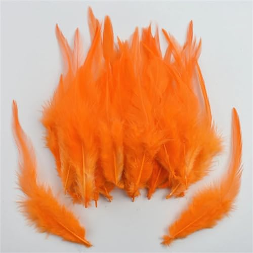 HKSDKABOP Handwerksdekoration mit Federn, Fasanenfedern for Basteln und Fliegenbinden, Mehrfarbig, 10,2–15,2 cm, 100 Stück(Orange) von HKSDKABOP