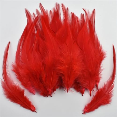 HKSDKABOP Handwerksdekoration mit Federn, Fasanenfedern for Basteln und Fliegenbinden, Mehrfarbig, 10,2–15,2 cm, 100 Stück(Red) von HKSDKABOP
