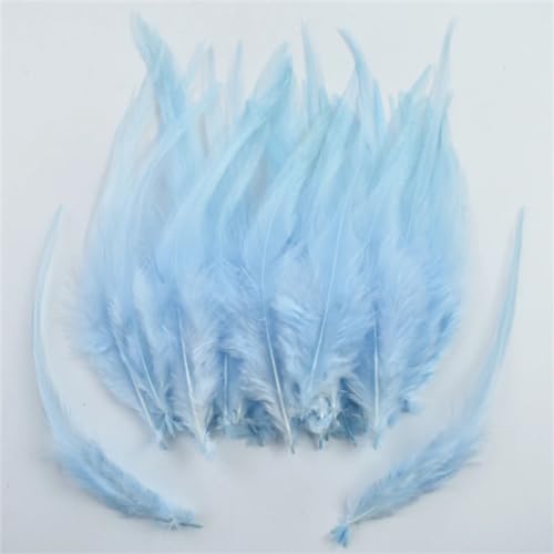 HKSDKABOP Handwerksdekoration mit Federn, Fasanenfedern for Basteln und Fliegenbinden, Mehrfarbig, 10,2–15,2 cm, 100 Stück(Sky Blue) von HKSDKABOP