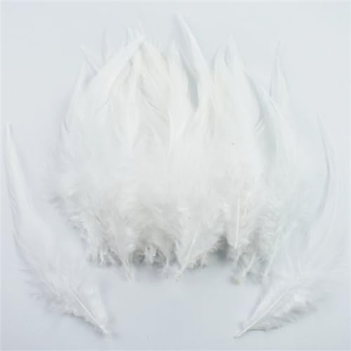 HKSDKABOP Handwerksdekoration mit Federn, Fasanenfedern for Basteln und Fliegenbinden, Mehrfarbig, 10,2–15,2 cm, 100 Stück(White) von HKSDKABOP