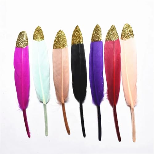 HKSDKABOP Handwerksdekoration mit Federn, Federn for Basteln, Mehrfarbig, Packung mit 20/100 Stück(14 Pen Jin Fen Xiao,100 Piece) von HKSDKABOP