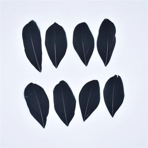 HKSDKABOP Handwerksdekoration mit Federn, Gänsefedern for die Schmuckherstellung, DIY-Handwerk, 5–8 cm, Mehrfarbig, Packung mit 20–200 Stück(Black,50Pcs) von HKSDKABOP