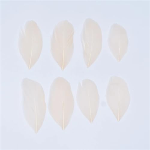 HKSDKABOP Handwerksdekoration mit Federn, Gänsefedern for die Schmuckherstellung, DIY-Handwerk, 5–8 cm, Mehrfarbig, Packung mit 20–200 Stück(Champagne,50Pcs) von HKSDKABOP
