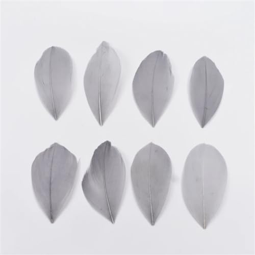 HKSDKABOP Handwerksdekoration mit Federn, Gänsefedern for die Schmuckherstellung, DIY-Handwerk, 5–8 cm, Mehrfarbig, Packung mit 20–200 Stück(Gray9,50Pcs) von HKSDKABOP