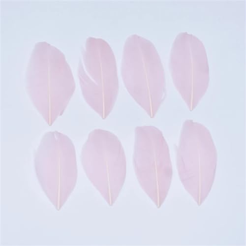 HKSDKABOP Handwerksdekoration mit Federn, Gänsefedern for die Schmuckherstellung, DIY-Handwerk, 5–8 cm, Mehrfarbig, Packung mit 20–200 Stück(Light Pink,100Pcs) von HKSDKABOP