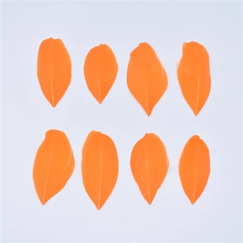 HKSDKABOP Handwerksdekoration mit Federn, Gänsefedern for die Schmuckherstellung, DIY-Handwerk, 5–8 cm, Mehrfarbig, Packung mit 20–200 Stück(Orange,200Pcs) von HKSDKABOP