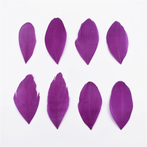 HKSDKABOP Handwerksdekoration mit Federn, Gänsefedern for die Schmuckherstellung, DIY-Handwerk, 5–8 cm, Mehrfarbig, Packung mit 20–200 Stück(Purplish Red,100Pcs) von HKSDKABOP