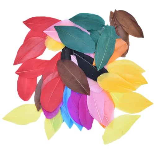 HKSDKABOP Handwerksdekoration mit Federn, Gänsefedern for die Schmuckherstellung, DIY-Handwerk, 5–8 cm, Mehrfarbig, Packung mit 20–200 Stück(Random Color Mixing,200Pcs) von HKSDKABOP