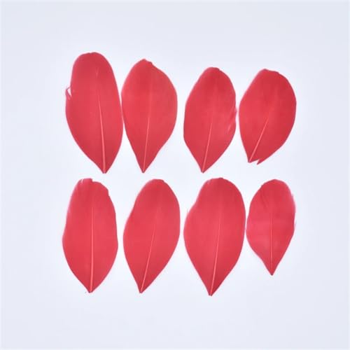 HKSDKABOP Handwerksdekoration mit Federn, Gänsefedern for die Schmuckherstellung, DIY-Handwerk, 5–8 cm, Mehrfarbig, Packung mit 20–200 Stück(Red,20Pcs) von HKSDKABOP