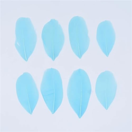 HKSDKABOP Handwerksdekoration mit Federn, Gänsefedern for die Schmuckherstellung, DIY-Handwerk, 5–8 cm, Mehrfarbig, Packung mit 20–200 Stück(Sky Blue,100Pcs) von HKSDKABOP