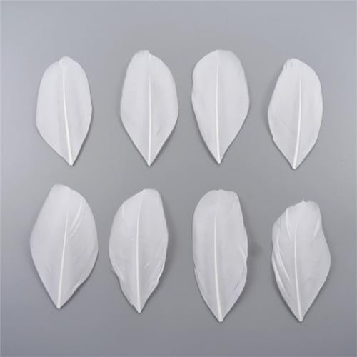 HKSDKABOP Handwerksdekoration mit Federn, Gänsefedern for die Schmuckherstellung, DIY-Handwerk, 5–8 cm, Mehrfarbig, Packung mit 20–200 Stück(White,20Pcs) von HKSDKABOP