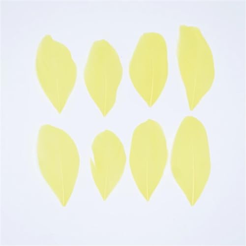 HKSDKABOP Handwerksdekoration mit Federn, Gänsefedern for die Schmuckherstellung, DIY-Handwerk, 5–8 cm, Mehrfarbig, Packung mit 20–200 Stück(Yellow,100Pcs) von HKSDKABOP