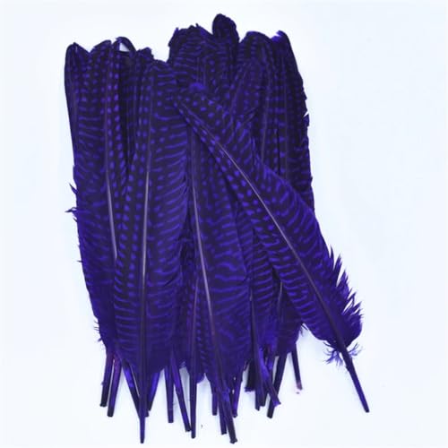 HKSDKABOP Handwerksdekoration mit Federn, Gefleckte Hühnerfedern mit Perlen, 15,2–20,3 cm, Mehrfarbig, in Mehreren Größen, for Basteln(Purple,10 Piece) von HKSDKABOP