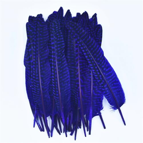 HKSDKABOP Handwerksdekoration mit Federn, Gefleckte Hühnerfedern mit Perlen, 15,2–20,3 cm, Mehrfarbig, in Mehreren Größen, for Basteln(Royal Blue,50 Piece) von HKSDKABOP