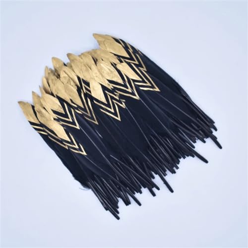 HKSDKABOP Handwerksdekoration mit Federn, Goldgetauchte Entenfedern, 10er-Pack, Mehrfarbig(Black) von HKSDKABOP