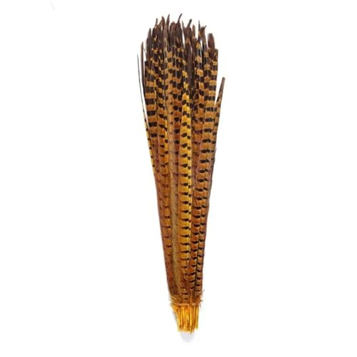 HKSDKABOP Handwerksdekoration mit Federn, Natürliche Ringneck Fasan Federn 40-45cm Multicolor Mehrere Mengen Handwerk Dekor(Yellow1,100 Piece) von HKSDKABOP