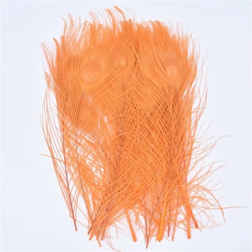 HKSDKABOP Handwerksdekoration mit Federn, Packung mit 20 Pfauenfedern, Mehrfarbig(Orange) von HKSDKABOP