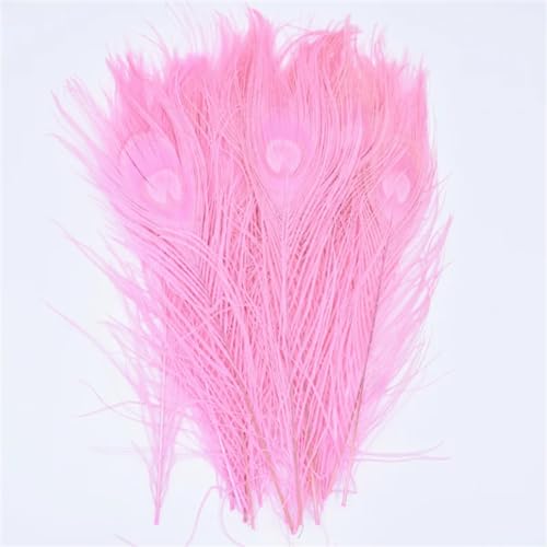 HKSDKABOP Handwerksdekoration mit Federn, Packung mit 20 Pfauenfedern, Mehrfarbig(Pink) von HKSDKABOP