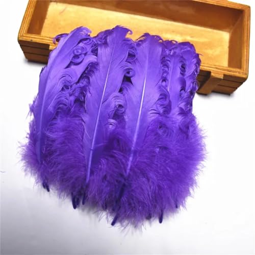 HKSDKABOP Handwerksdekoration mit Federn, Packung mit 20 Spire Gans Federn Multicolor 10-15cm DIY Handwerk Hochzeit Party Decor(Dark Purple) von HKSDKABOP