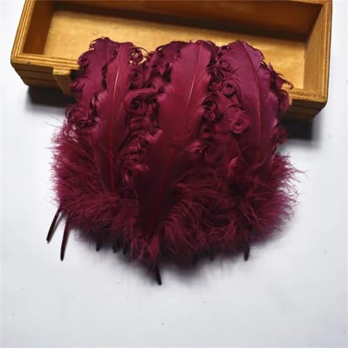 HKSDKABOP Handwerksdekoration mit Federn, Packung mit 20 Spire Gans Federn Multicolor 10-15cm DIY Handwerk Hochzeit Party Decor(Wine Red) von HKSDKABOP