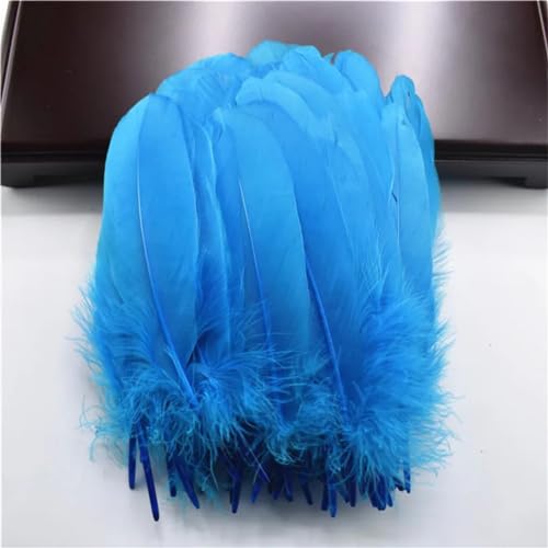 HKSDKABOP Handwerksdekoration mit Federn, Packung mit 20 natürlichen Gänsefedern, DIY-Dekoration, Mehrfarbig, 12,7–18,3 cm(Blue) von HKSDKABOP