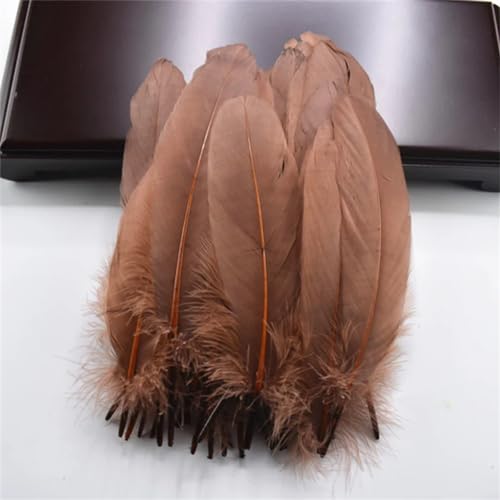 HKSDKABOP Handwerksdekoration mit Federn, Packung mit 20 natürlichen Gänsefedern, DIY-Dekoration, Mehrfarbig, 12,7–18,3 cm(Dark Coffee) von HKSDKABOP