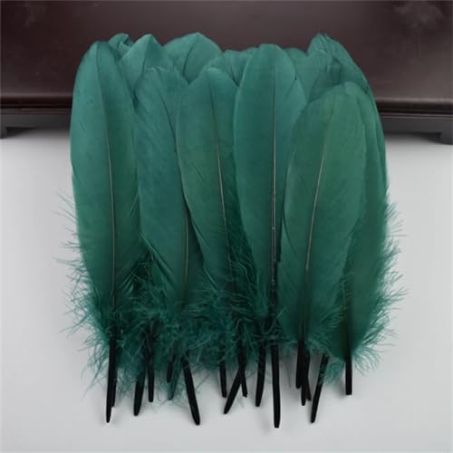 HKSDKABOP Handwerksdekoration mit Federn, Packung mit 20 natürlichen Gänsefedern, DIY-Dekoration, Mehrfarbig, 12,7–18,3 cm(Dark Gn) von HKSDKABOP