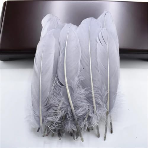 HKSDKABOP Handwerksdekoration mit Federn, Packung mit 20 natürlichen Gänsefedern, DIY-Dekoration, Mehrfarbig, 12,7–18,3 cm(Gray9) von HKSDKABOP