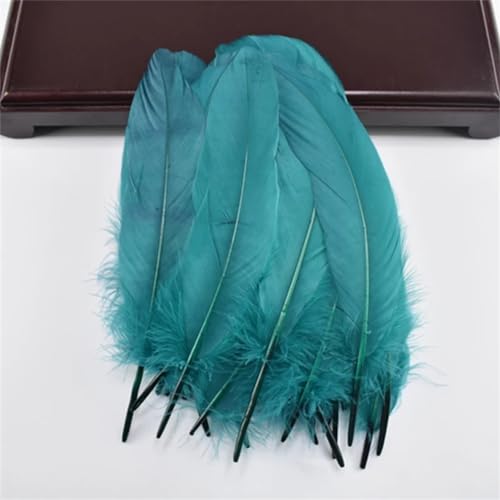 HKSDKABOP Handwerksdekoration mit Federn, Packung mit 20 natürlichen Gänsefedern, DIY-Dekoration, Mehrfarbig, 12,7–18,3 cm(Lake Blue) von HKSDKABOP