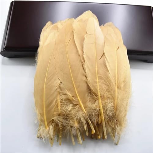 HKSDKABOP Handwerksdekoration mit Federn, Packung mit 20 natürlichen Gänsefedern, DIY-Dekoration, Mehrfarbig, 12,7–18,3 cm(Light Coffee) von HKSDKABOP