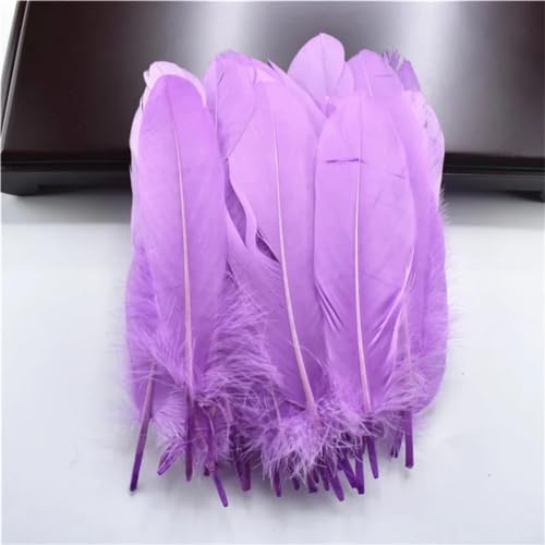 HKSDKABOP Handwerksdekoration mit Federn, Packung mit 20 natürlichen Gänsefedern, DIY-Dekoration, Mehrfarbig, 12,7–18,3 cm(Light Purple) von HKSDKABOP