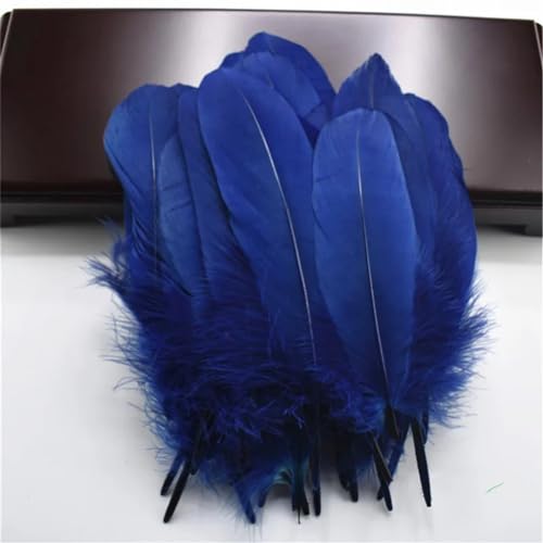 HKSDKABOP Handwerksdekoration mit Federn, Packung mit 20 natürlichen Gänsefedern, DIY-Dekoration, Mehrfarbig, 12,7–18,3 cm(Navy) von HKSDKABOP