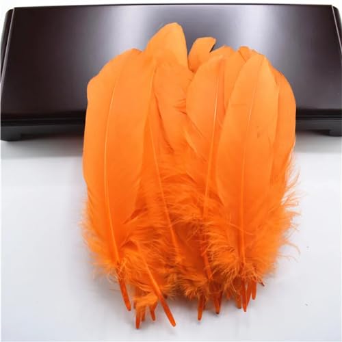 HKSDKABOP Handwerksdekoration mit Federn, Packung mit 20 natürlichen Gänsefedern, DIY-Dekoration, Mehrfarbig, 12,7–18,3 cm(Orange) von HKSDKABOP