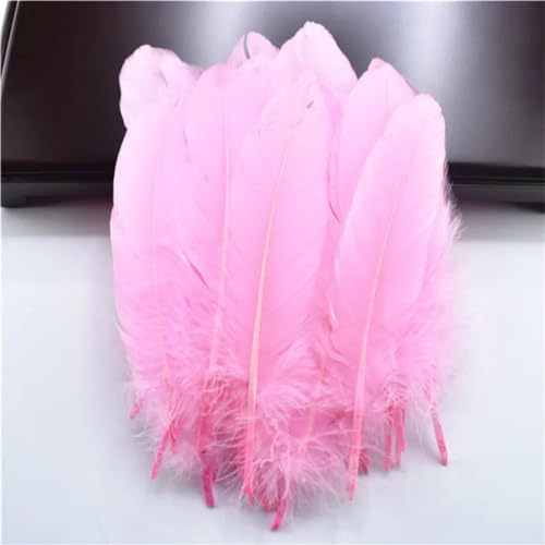 HKSDKABOP Handwerksdekoration mit Federn, Packung mit 20 natürlichen Gänsefedern, DIY-Dekoration, Mehrfarbig, 12,7–18,3 cm(Pink) von HKSDKABOP