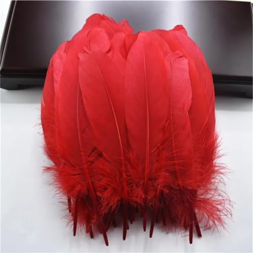 HKSDKABOP Handwerksdekoration mit Federn, Packung mit 20 natürlichen Gänsefedern, DIY-Dekoration, Mehrfarbig, 12,7–18,3 cm(Red) von HKSDKABOP