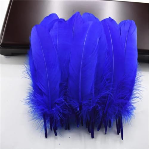 HKSDKABOP Handwerksdekoration mit Federn, Packung mit 20 natürlichen Gänsefedern, DIY-Dekoration, Mehrfarbig, 12,7–18,3 cm(Royal Blue) von HKSDKABOP