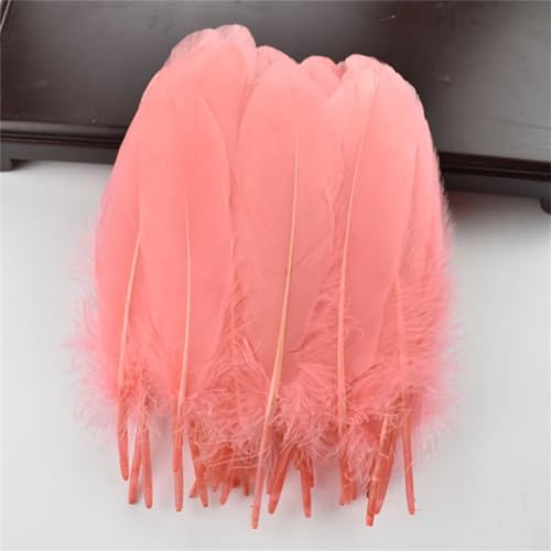 HKSDKABOP Handwerksdekoration mit Federn, Packung mit 20 natürlichen Gänsefedern, DIY-Dekoration, Mehrfarbig, 12,7–18,3 cm(Watermelon Red) von HKSDKABOP