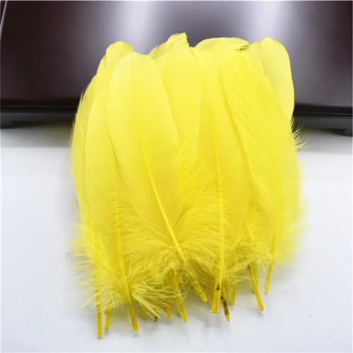 HKSDKABOP Handwerksdekoration mit Federn, Packung mit 20 natürlichen Gänsefedern, DIY-Dekoration, Mehrfarbig, 12,7–18,3 cm(Yellow) von HKSDKABOP