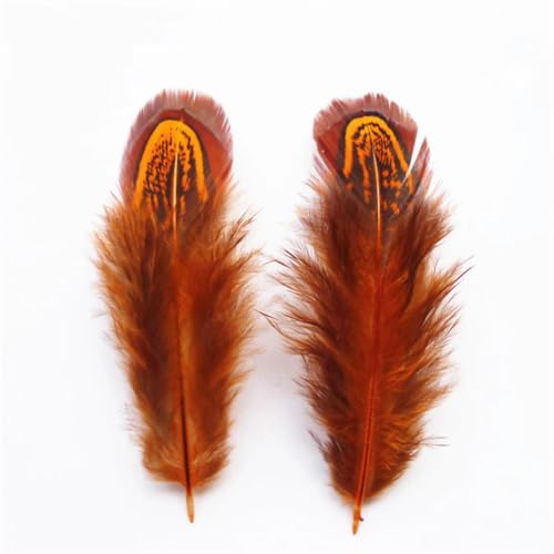 HKSDKABOP Handwerksdekoration mit Federn, Ringfasanenfedern Multicolor 3-7 cm 20er Packung(Orange,100 Piece) von HKSDKABOP