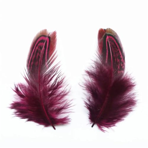 HKSDKABOP Handwerksdekoration mit Federn, Ringfasanenfedern Multicolor 3-7 cm 20er Packung(Wine Red,500 Piece) von HKSDKABOP