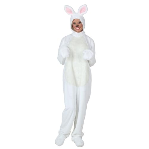 HKYFNNBW Osterhasenkostüm für Erwachsene und Kinder, lustig, langärmelig, mit Kapuze, Biegbaren Ohren und Schuhen, Feiern, Partykleidung (Erwachsene, S, Weiß) von HKYFNNBW