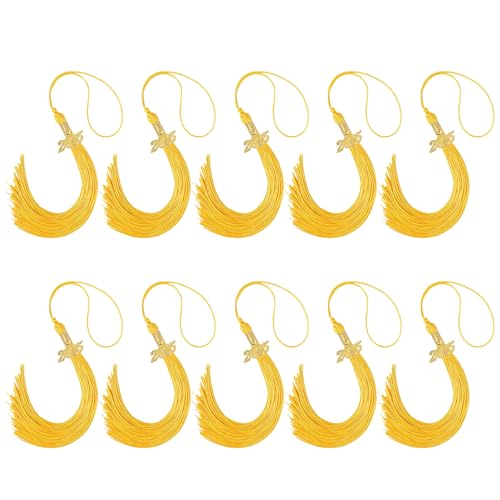 HLBEST Packung Von 10 Gold Charme Graduation Caps Quasten 2025 Für Caps Dekorationen Und Abschlussveranstaltung von HLBEST