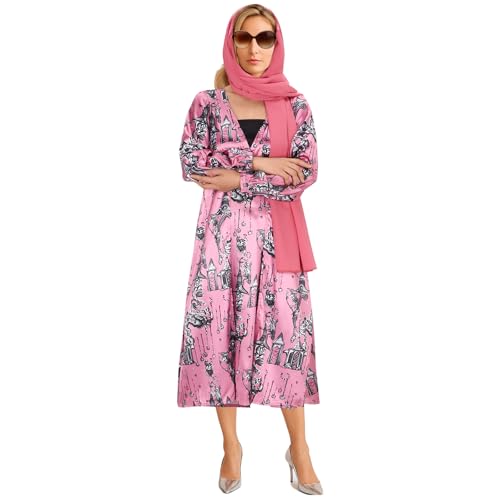 HLENOK Tanya McQuoid Kostüm Kleid Weiß Lotus Rosa Blumendruck Kleid Schal Brille Outfit Erwachsene Frauen Halloween Cosplay Anzug (Größe M) von HLENOK