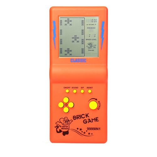 3,5-Zoll-Großbild-Ziegel Spielkonsole Baustein Spiel Renn- / Panzerspiel eingebaute 23 Klassische Spiele nostalgisches Puzzle (Orange) von HLF