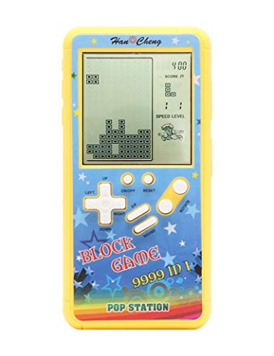 Retro-Block-Spielekonsole Brick-Spielekonsole mit Farbschale und großem Bildschirm, angetrieben von Build 23-Spielen und mit einem kleinen Körper (Gelb) von HLF