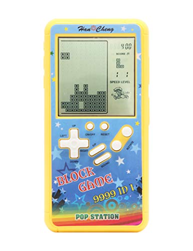 HLF Retro-Block-Spielekonsole Brick-Spielekonsole mit Farbschale und großem Bildschirm, angetrieben von Build 23-Spielen und mit einem kleinen Körper (Gelb) von HLF