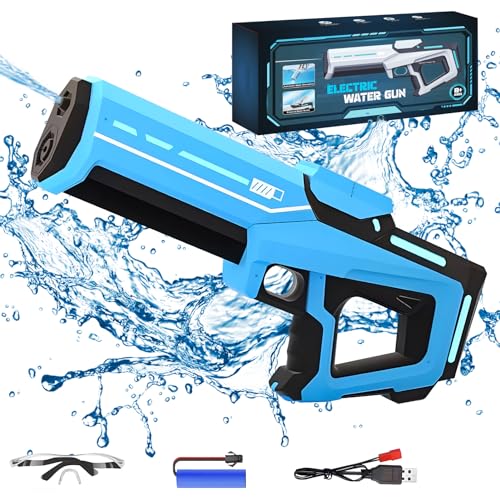 Automatische Wasserpistole, Electric Water Gun mit Automatischer Wasseraufnahme, Elektrische Wasserpistole für Erwachsene und Kinder, Reichweite von 32ft Spielzeug für Pool Garten Strand (Blau) von HLJS