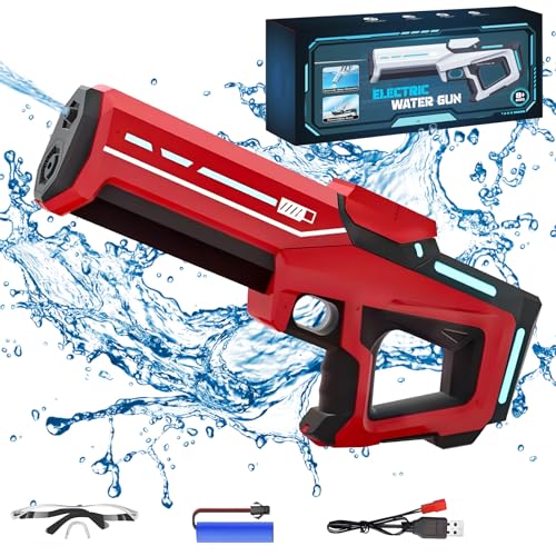 Automatische Wasserpistole, Electric Water Gun mit Automatischer Wasseraufnahme, Elektrische Wasserpistole für Erwachsene und Kinder, Reichweite von 32ft Spielzeug für Pool Garten Strand (Rot) von HLJS