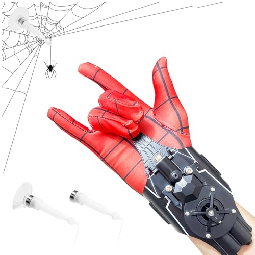HLMNAKE Spinnennetz Werfer mit Faden und Handschuhe, Automatische Seilrückholung, Superhelden Web Launcher Kinder Spielzeug Shooter, Geschenk für Cosplay, Halloween und mehr (Schwarz) von HLMNAKE